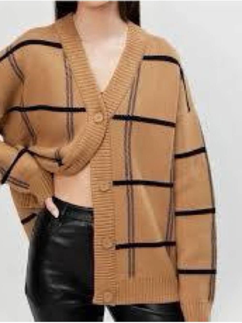 Oak + Fort Oversized Plaid Cardigan Brown Size Small